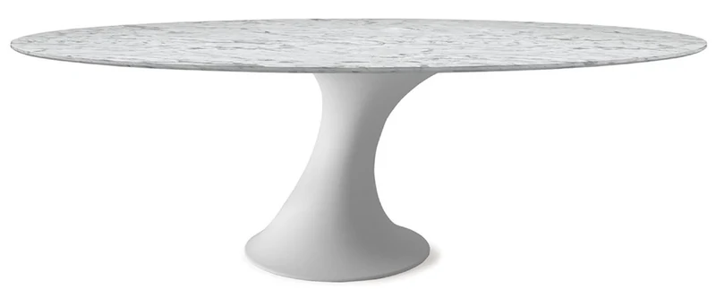 Casa Padrino Luxus Esstisch Matt Weiß 290 x 130 x H. 75 cm - Ovaler Esszimmertisch mit hochwertiger Carrara Marmor Tischplatte - Moderne Esszimmer Möbel - Luxus Qualität - Made in Italy