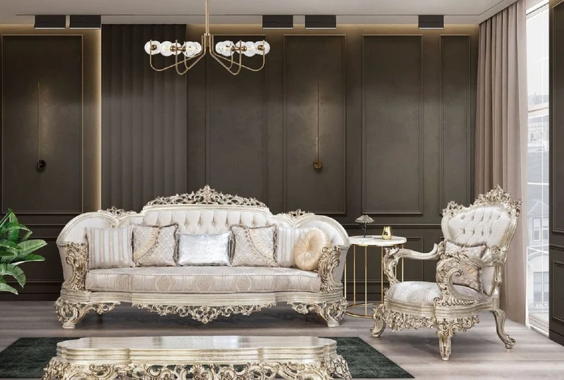 Casa Padrino Luxus Barock Couchtisch Antik Gold - Handgefertigter Massivholz Wohnzimmertisch im Barockstil - Barock Wohnzimmer Möbel - Edel & Prunkvoll