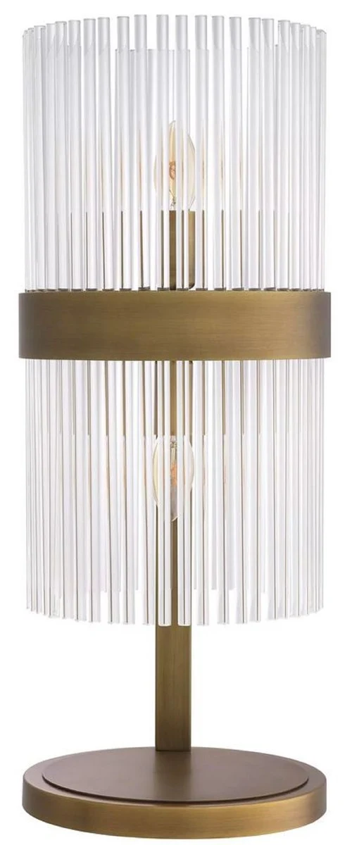 Casa Padrino Luxus Tischleuchte Antik Messingfarben 28 x 23,5 x H. 60,5 cm - Elegante Schreibtschleuchte im Retro Stil - Luxus Kollektion