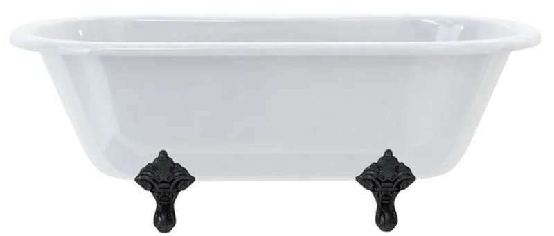 Casa Padrino Luxus Jugendstil Badewanne Weiß / Schwarz 169 x 74,5 x H. 62 cm - Freistehende Retro Acryl Badewanne - Retro Badezimmer Möbel
