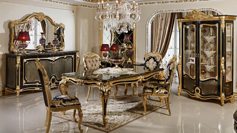 Casa Padrino Luxus Barock Vitrine Schwarz / Gold - Prunkvoller Massivholz Vitrinenschrank mit 2 Glastüren und 3 Glasregalen - Barock Möbel - Edel & Prunkvoll