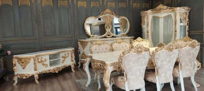 Casa Padrino Luxus Barock Vitrine Weiß / Gold - Prunkvoller Massivholz Vitrinenschrank mit 2 Glastüren - Handgefertigte Barock Möbel