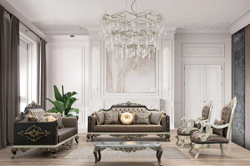 Casa Padrino Luxus Barock Couchtisch Silber / Grau / Gold - Prunkvoller Massivholz Wohnzimmertisch im Barockstil - Barock Wohnzimmer Möbel - Edel & Prunkvoll