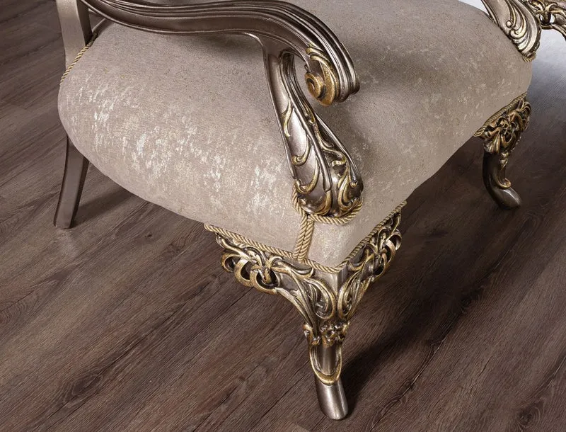 Casa Padrino Luxus Barock Wohnzimmer Sessel Grau / Beige / Silber / Gold - Prunkvoller Sessel mit Muster - Handgefertigte Barock Wohnzimmer Möbel
