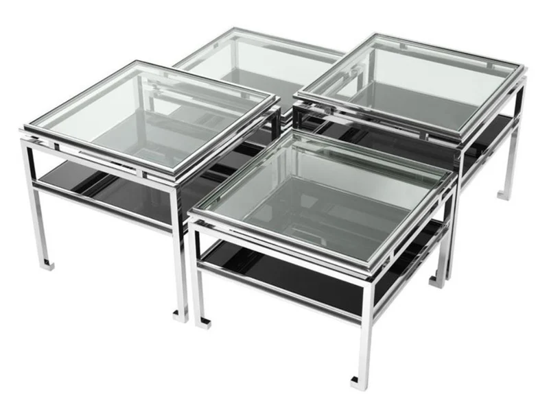 Casa Padrino Luxus Couchtisch 4er Set Silber - Designer Wohnzimmermöbel