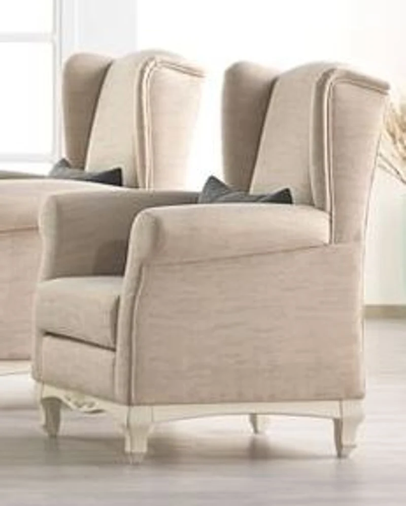 Casa Padrino Designer Bergere Sessel Marbella Creme, Barockstil, B 87 x T 108 x H 80 cm