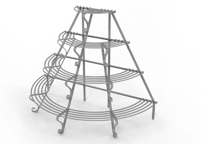 Casa Padrino Jugendstil Blumenetagere 153 x 76 x H. 117 cm - Verschiedene Farben - Halbrunde Blumentreppe - Schmiedeeisen Pflanzen Etagere - Jugendstil Garten & Terrassen Deko Accessoires