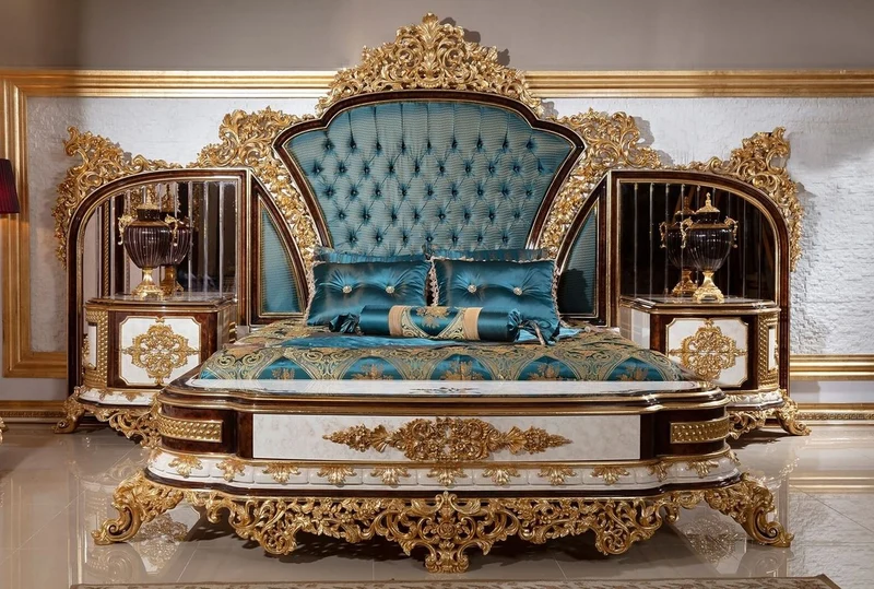 Casa Padrino Luxus Barock Nachtkommoden Set Weiß / Braun / Gold - Prunkvolle Massivholz Nachttische - Barock Schlafzimmer Möbel - Edel & Prunkvoll
