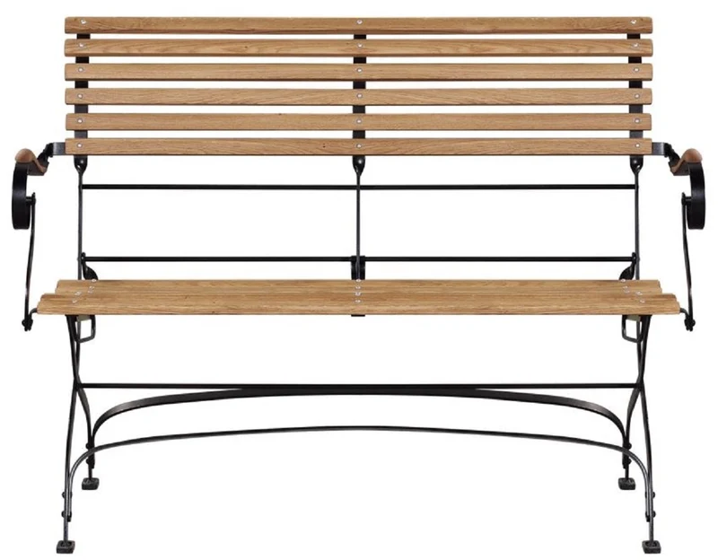 Casa Padrino Luxus Jugendstil Gartenbank Braun / Schwarz 120 x 55 x H. 90 cm - Garten & Terrassen Sitzbank mit Rückenlehne und Armlehnen - Jugendstil Garten & Terrassen Möbel