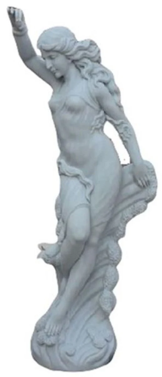 Casa Padrino Luxus Jugendstil Marmor Deko Skulptur Dame Weiß - Garten Deko Figur - Terrassen Deko Figur - Barock & Jugendstil Garten Deko Accessoires