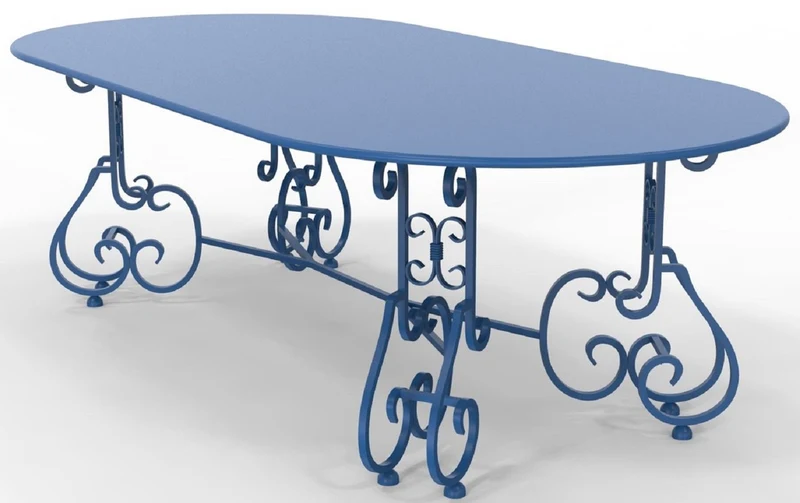 Casa Padrino Jugendstil Gartentisch 245 x 120 x H. 73,5 cm - Verschiedene Farben - Ovaler Schmiedeeisen Garten & Terrassen Tisch - Jugendstil Schmiedeeisen Garten & Terrassen Möbel