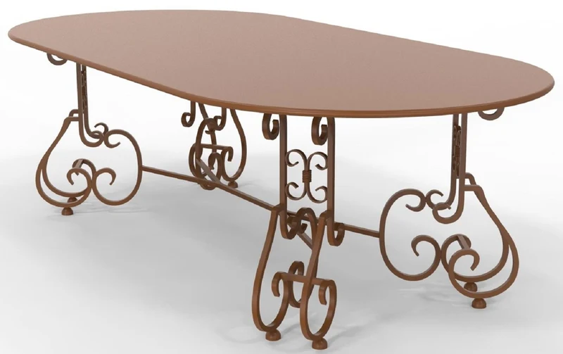 Casa Padrino Jugendstil Gartentisch 245 x 120 x H. 73,5 cm - Verschiedene Farben - Ovaler Schmiedeeisen Garten & Terrassen Tisch - Jugendstil Schmiedeeisen Garten & Terrassen Möbel