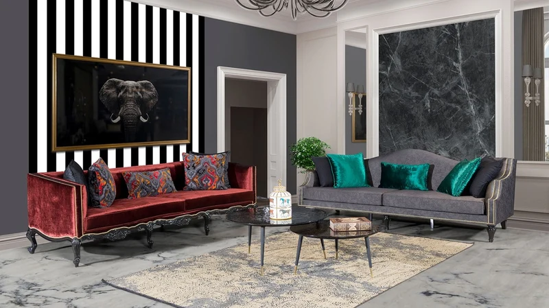 Casa Padrino Luxus Barock Sofa Grau / Schwarz / Gold - Prunkvolles Wohnzimmer Sofa im Barockstil - Barock Wohnzimmer Möbel