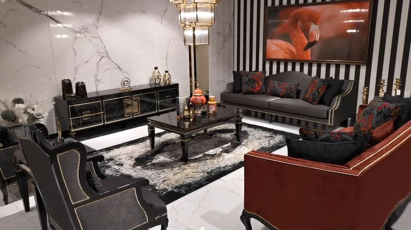 Casa Padrino Luxus Barock Sofa Grau / Schwarz / Gold - Prunkvolles Wohnzimmer Sofa im Barockstil - Barock Wohnzimmer Möbel