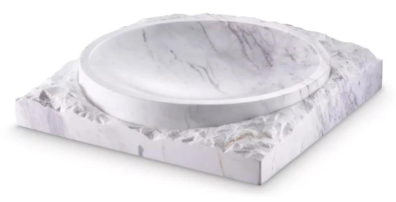Casa Padrino Luxus Deko Marmor Schale Weiß 30,5 x 30,5 x H. 6 cm - Obstschale aus hochwertigem Marmor - Hotel & Restaurant Deko Accessoires - Luxus Qualität