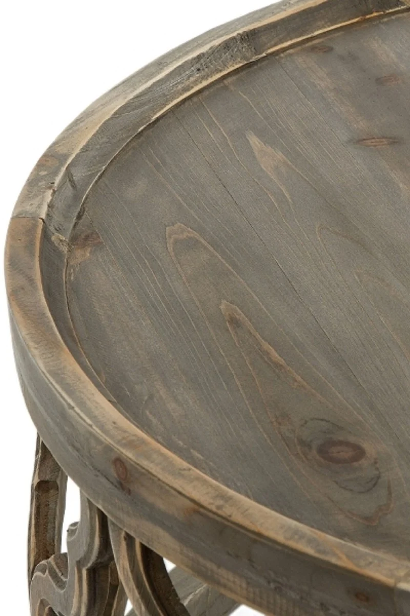 Casa Padrino Designer Couchtisch Braun Ø 80 x H. 37 cm - Moderner Runder Holz Wohnzimmertisch