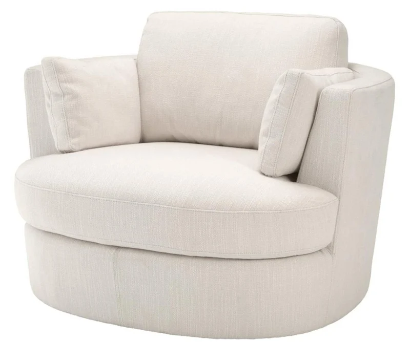 Casa Padrino Luxus Sessel / Drehsessel Weiß 110 x 100 x H. 70 cm - Wohnzimmermöbel
