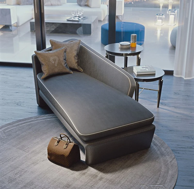 Casa Padrino Luxus Hotel Chaiselongue Grau / Weiß 178 x 98 x H. 80 cm - Massivholz Recamiere - Hotel Möbel - Luxus Qualität - Made in Italy