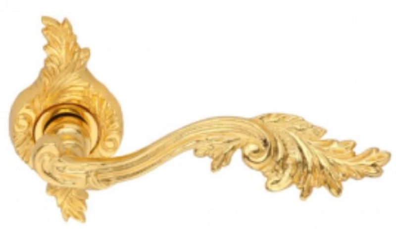 Casa Padrino Luxus Barock Türgriff Set Gold - Edle Messing Türgriffe mit 24 Karat Vergoldung - Luxus Qualität