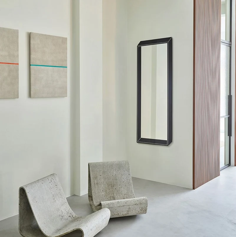 Casa Padrino Luxus Wandspiegel Schwarz 67 x 2,5 x H. 167 cm - Rechteckiger Spiegel mit 3D Optik Spiegelrahmen - Luxus Kollektion