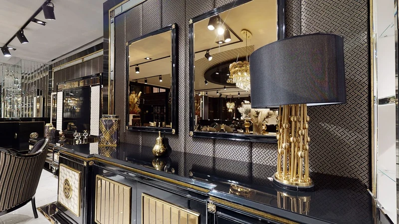 Casa Padrino Luxus Art Deco Sideboard Schwarz / Weiß / Gold - Prunkvoller Massivholz Schrank mit 4 Türen - Luxus Art Deco Wohnzimmer & Hotel Möbel