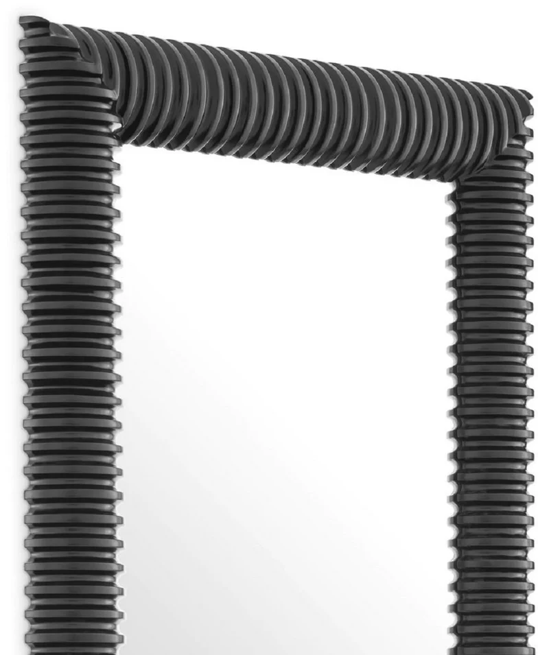 Casa Padrino Luxus Wandspiegel Schwarz 80 x 6 x H. 200 cm - Rechteckiger Spiegel mit hochwertigem Mahagoni Rahmen - Wohnzimmer Spiegel - Schlafzimmer Spiegel - Garderoben Spiegel - Luxus Möbel