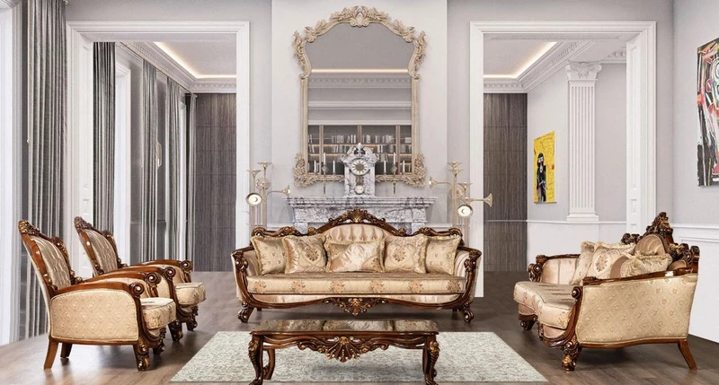 Casa Padrino Luxus Barock Couchtisch Braun / Gold - Massivholz Wohnzimmertisch im Barockstil - Barock Wohnzimmer Möbel - Edel & Prunkvoll