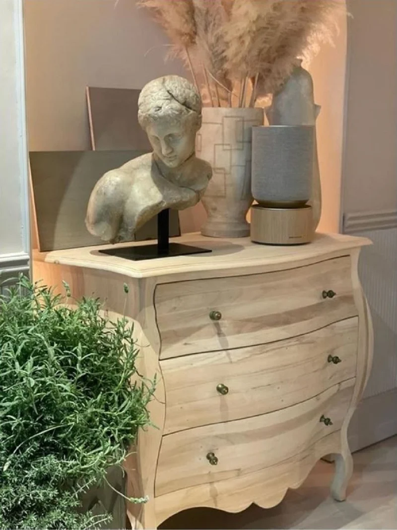 Casa Padrino Luxus Landhausstil Massivholz Kommode mit 3 Schubladen Naturfarben - Handgefertigte Landhausstil Möbel - Luxus Qualität