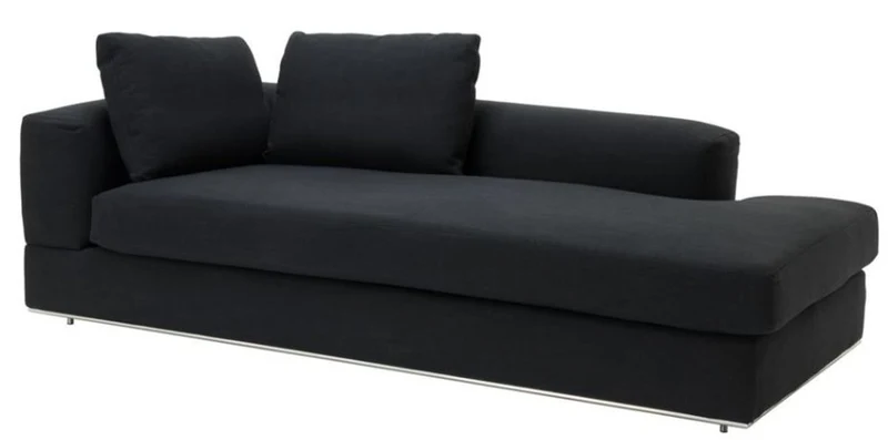 Casa Padrino Designer Sofa Schwarz Linksseitig 231 x 101 x H. 85 cm - Luxus Wohnzimmer Möbel