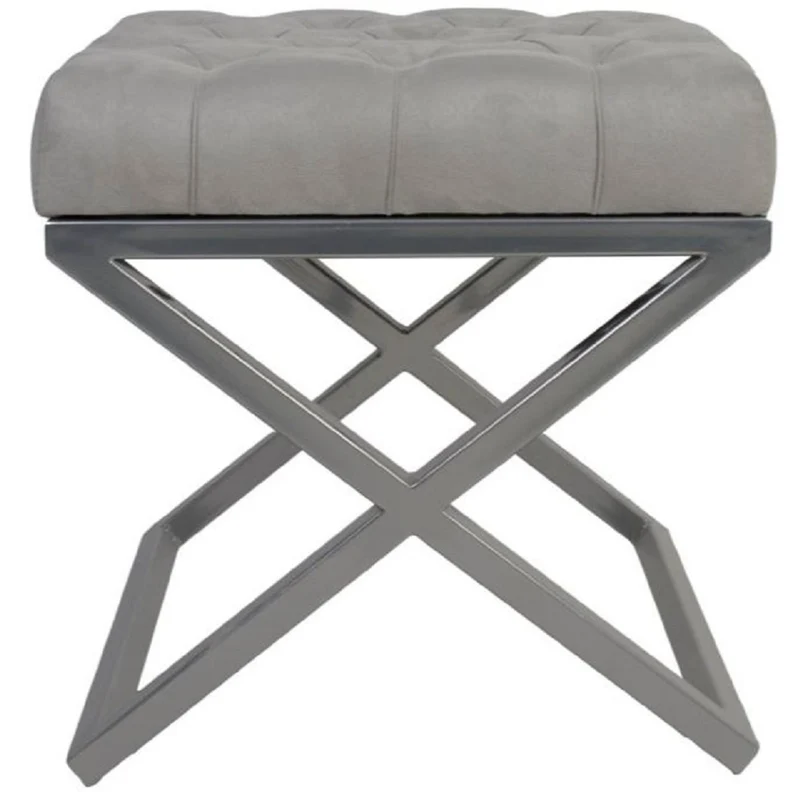 Casa Padrino Luxus Hocker / Kreuzhocker 45 x 45 x H. 47 cm - Verschiedene Farben - Chesterfield Sitzhocker