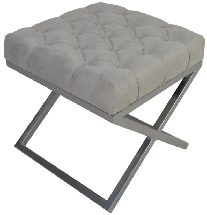 Casa Padrino Luxus Hocker / Kreuzhocker 45 x 45 x H. 47 cm - Verschiedene Farben - Chesterfield Sitzhocker