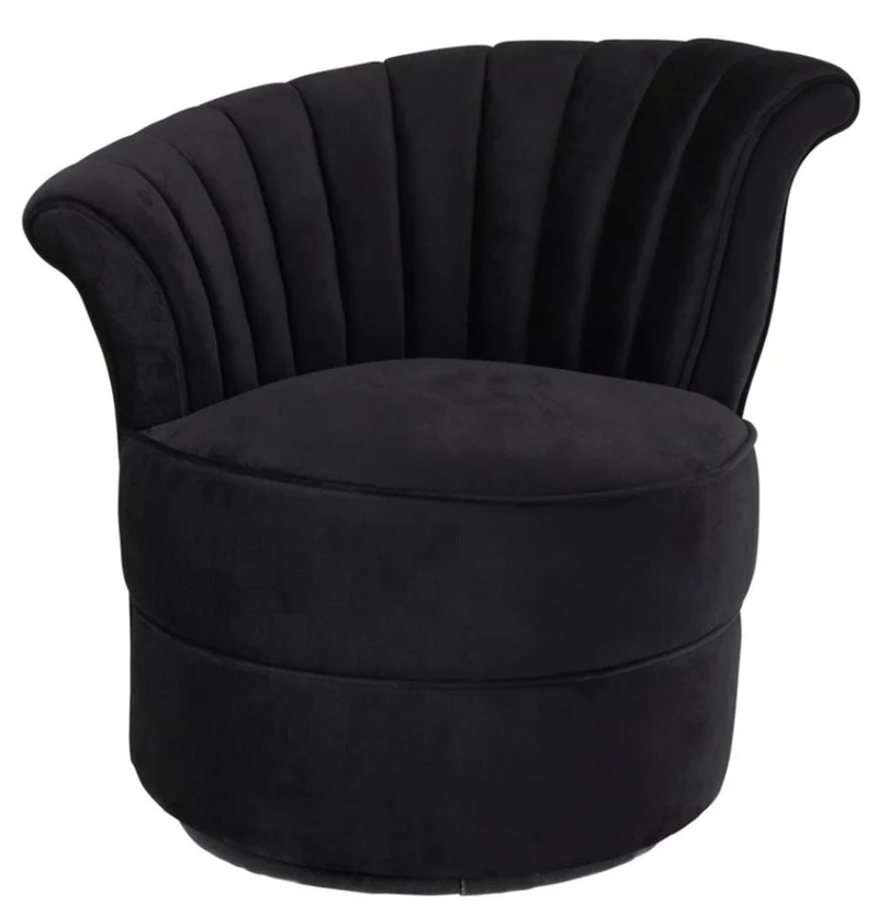 Casa Padrino Designer Sessel Schwarz 56 x 66 x H. 72 cm - Luxus Drehsessel