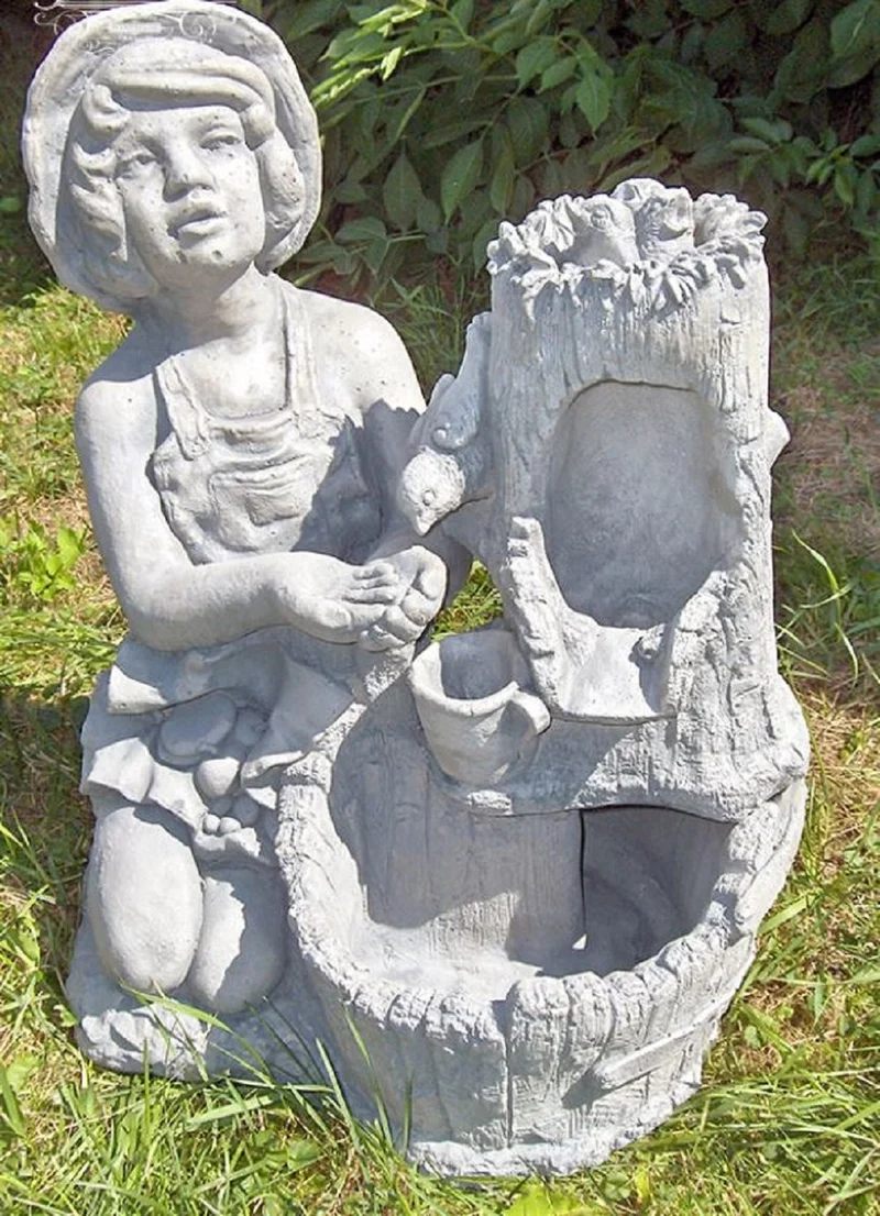 Casa Padrino Jugendstil Brunnen Grau H. 59 cm - Eleganter Garten & Terrassen Deko Stein Brunnen - Barock & Jugendstil Garten & Terrassen Deko Accessoires