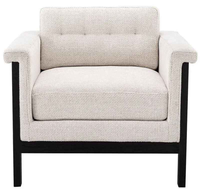 Casa Padrino Luxus Sessel Weiß / Schwarz 79,5 x 80,5 x H. 72,5 cm - Wohnzimmer Sessel - Hotel Sessel - Luxus Möbel