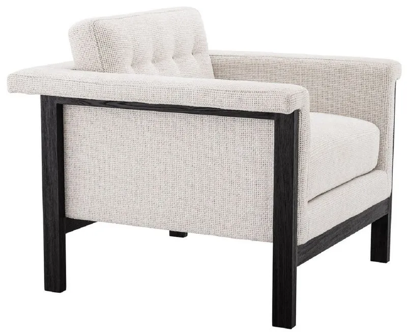 Casa Padrino Luxus Sessel Weiß / Schwarz 79,5 x 80,5 x H. 72,5 cm - Wohnzimmer Sessel - Hotel Sessel - Luxus Möbel
