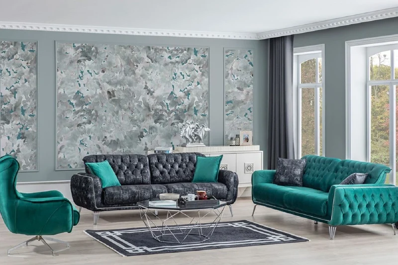 Casa Padrino Luxus Chesterfield Schlafsofa Schwarz / Grau / Silber 230 x 95 x H. 75 cm - Modernes Wohnzimmer Sofa - Chesterfield Wohnzimmer Möbel