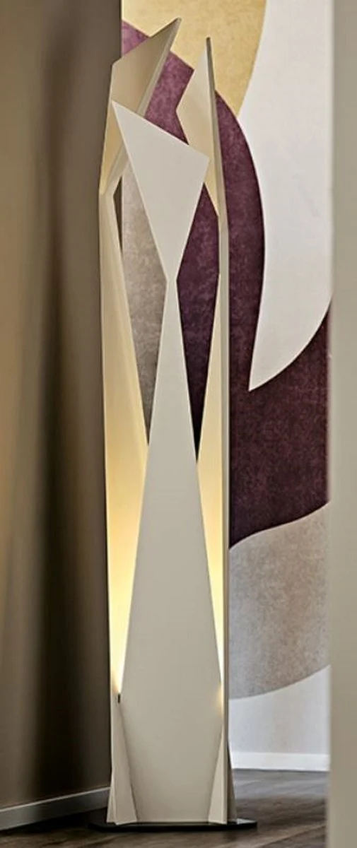 Casa Padrino Designer LED Stehleuchte Titanfarben / Schwarz 47 x 40 x H. 204 cm - Moderne Edelstahl Stehlampe - Wohnzimmer Lampe - Luxus Qualität