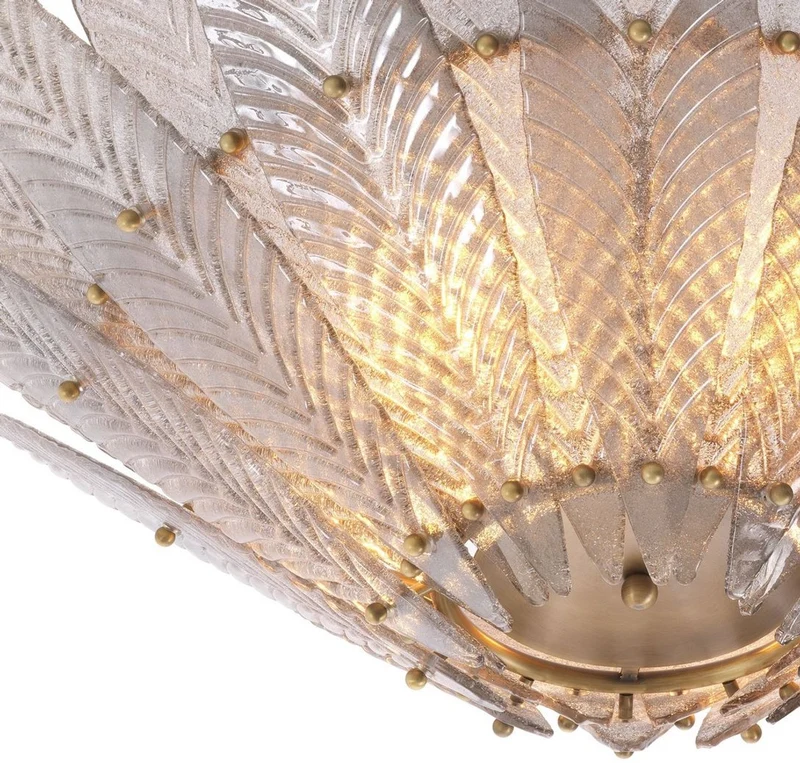 Casa Padrino Luxus Kronleuchter Antik Messingfarben / Grau Ø 86 x H. 80,5 cm - Runder Wohnzimmer Kronleuchter mit mundgeblasenem Glas - Luxus Qualität