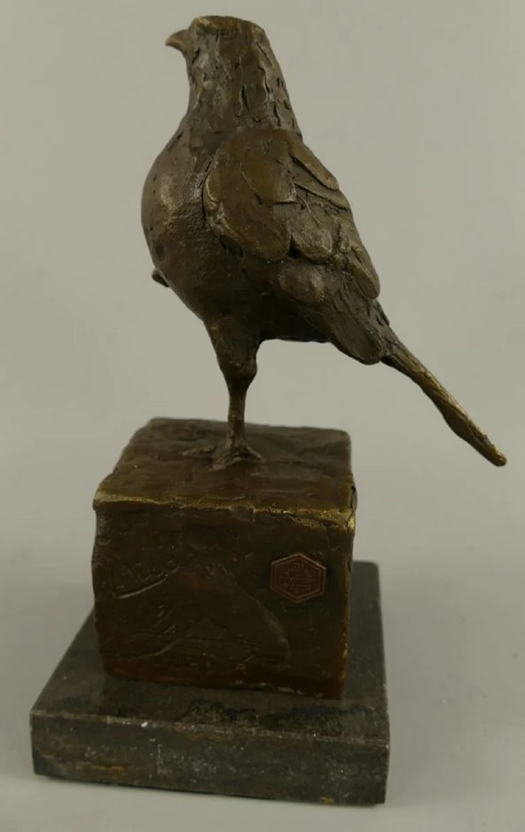 Casa Padrino Dekofigur Vogel Bronze / Schwarz 10 x 13 x H. 20 cm - Bronze Figur - Deko Skulptur - Wohnzimmer Deko - Schreibtisch Deko