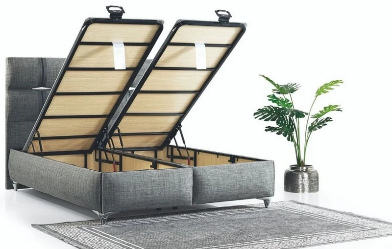 Casa Padrino Luxus Doppelbett Grau - Modernes Massivholz Bett - Moderne Schlafzimmer & Hotel Möbel - Luxus Kollektion