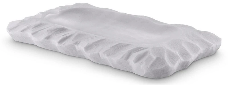 Casa Padrino Luxus Serviertablett Weiß 31 x 18 x H. 2,5 cm - Rechteckiges Marmor Tablett - Luxus Hotel & Restaurant Accessoires
