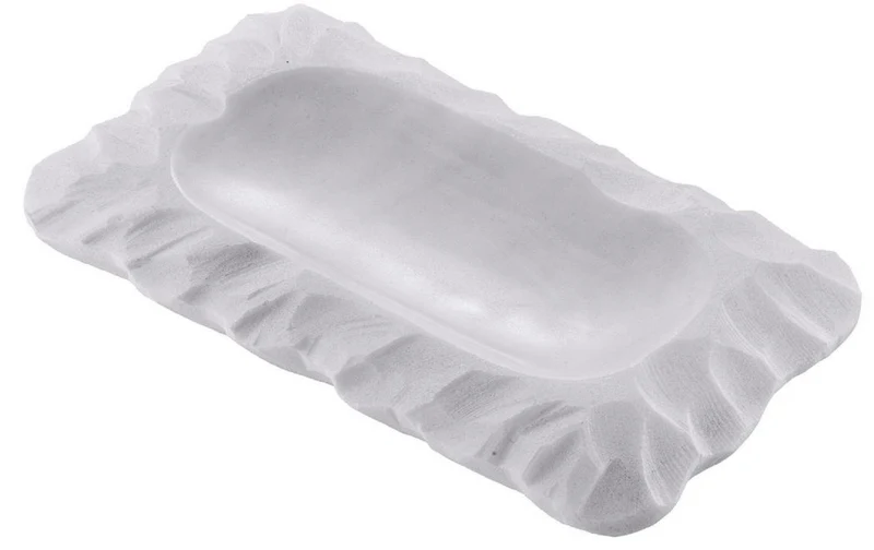 Casa Padrino Luxus Serviertablett Weiß 31 x 18 x H. 2,5 cm - Rechteckiges Marmor Tablett - Luxus Hotel & Restaurant Accessoires