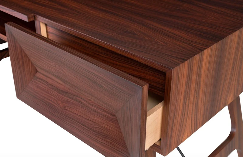 Casa Padrino Luxus Rosenholz Schreibtisch mit 2 Schubladen Braun 150 x 70 x H. 76 cm - Luxus Büromöbel