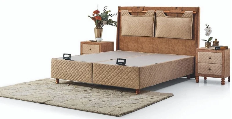 Casa Padrino Luxus Doppelbett Beige / Braun - Modernes Massivholz Bett - Moderne Schlafzimmer & Hotel Möbel - Luxus Kollektion