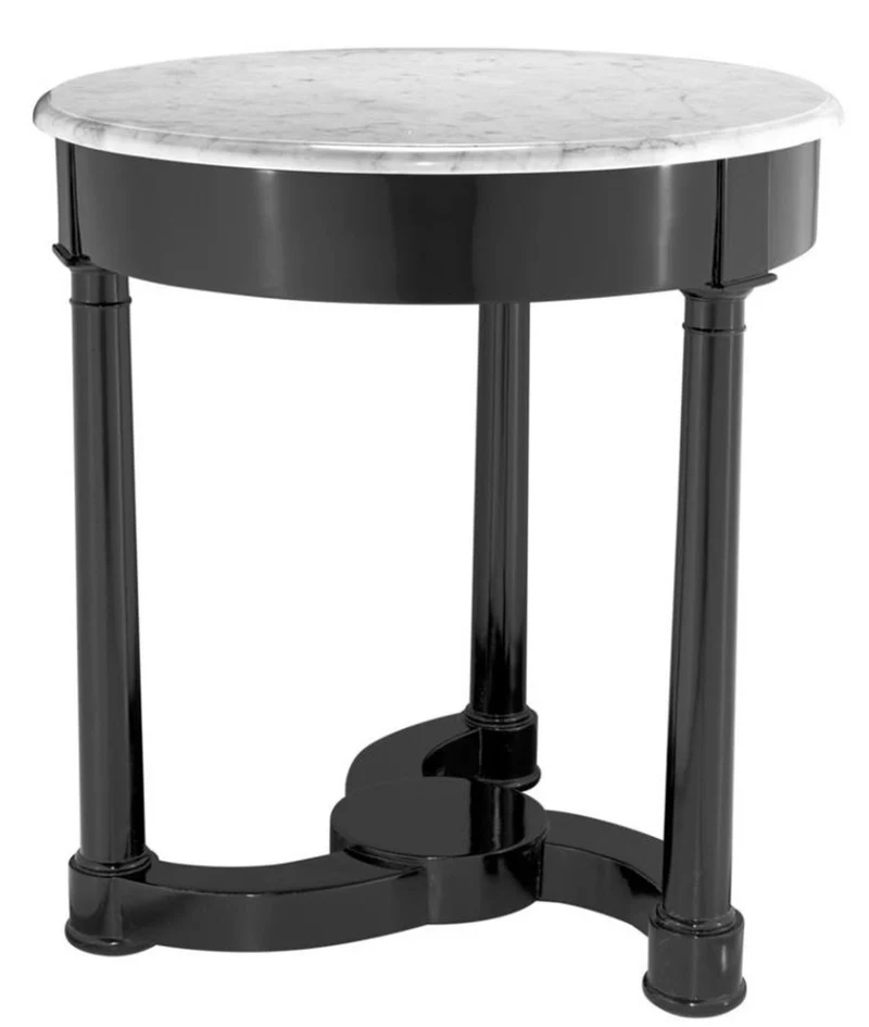 Casa Padrino Beistelltisch schwarz mit weißer Marmorplatte 66 x H. 71,5 cm - Luxus Kollektion