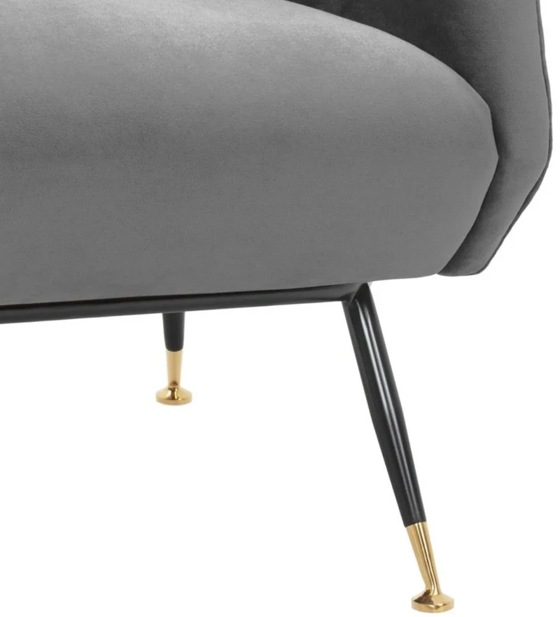 Casa Padrino Luxus Salon Sessel Grau / Schwarz / Messing 75 x 75 x H. 78 cm - Hotel Möbel