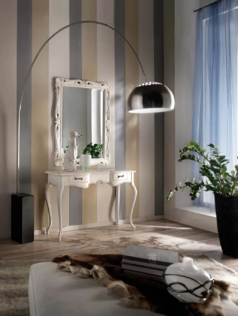 Casa Padrino Luxus Barock Konsole Weiß - Handgefertigter Massivholz Konsolentisch mit 2 Schubladen - Barock Möbel - Luxus Qualität - Made in Italy