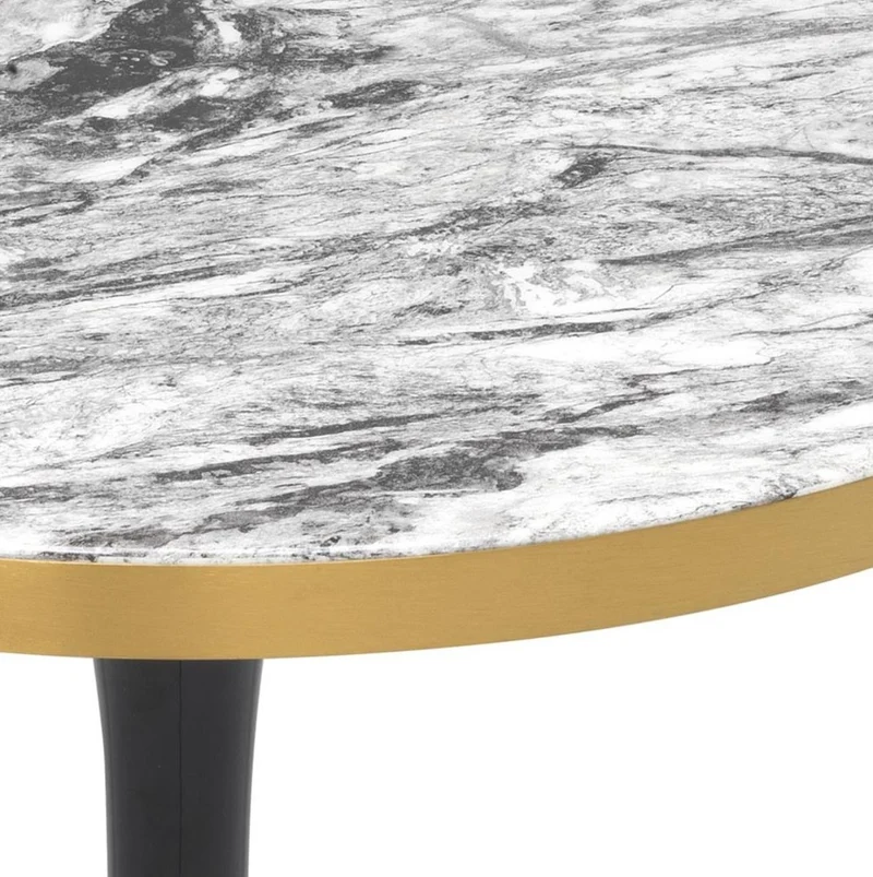 Casa Padrino Luxus Beistelltisch Grau / Messing / Schwarz Ø 55 x H. 52,5 cm - Luxus Möbel
