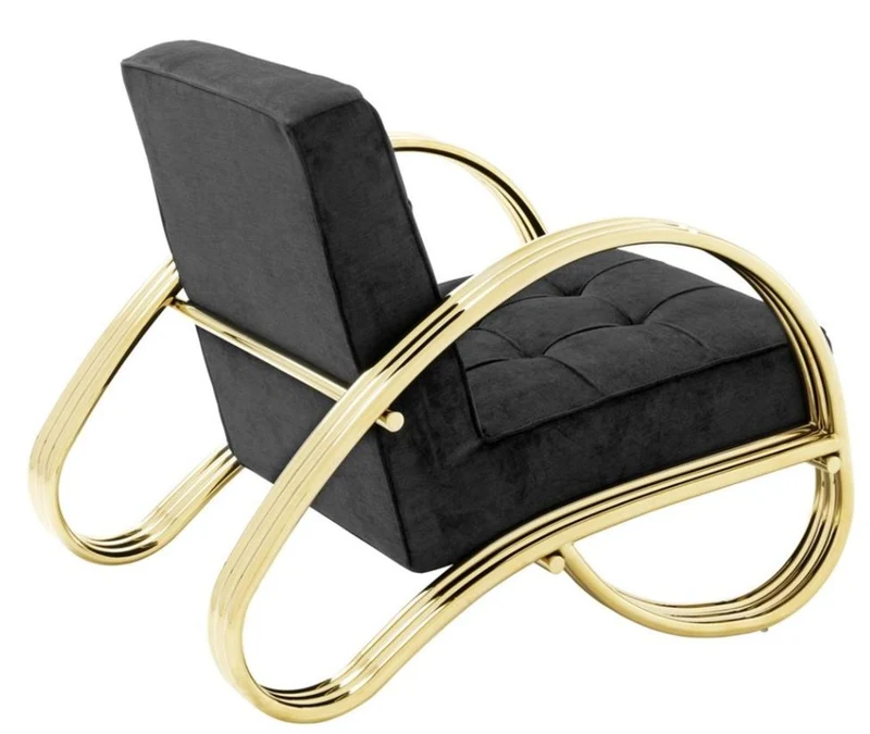 Casa Padrino Luxus Sessel Schwarz / Gold 75 x 98 x H. 78 cm - Designer Sessel