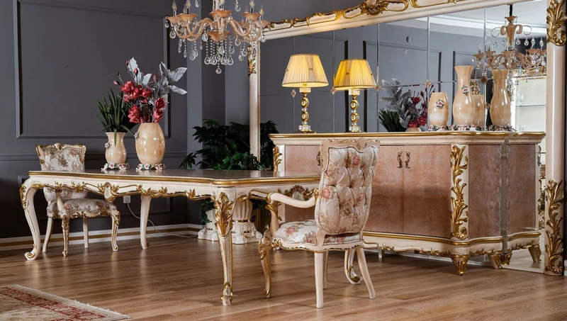 Casa Padrino Luxus Barock Sideboard Beige / Weiß / Gold - Prunkvoller Massivholz Schrank mit 4 Türen - Barock Möbel